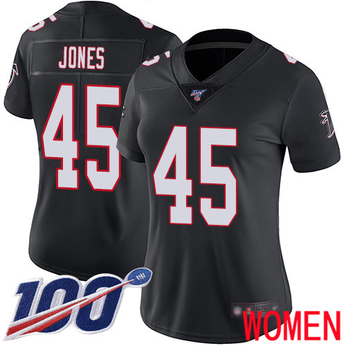 Atlanta Falcons Limited Black Women Deion Jones Alternate Jersey NFL Football #45 100th Season Vapor Untouchable->women nfl jersey->Women Jersey